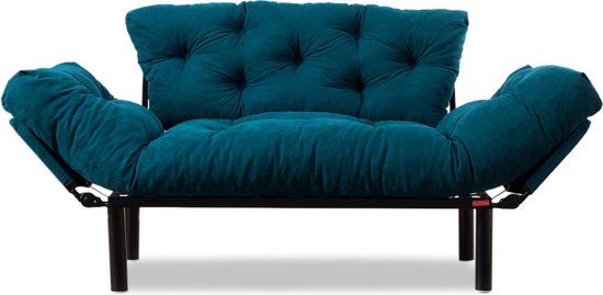 1-Persoons Slaapbank - Stijlvol Petrol Blauw - Ruimtebesparend 155x85x73cm