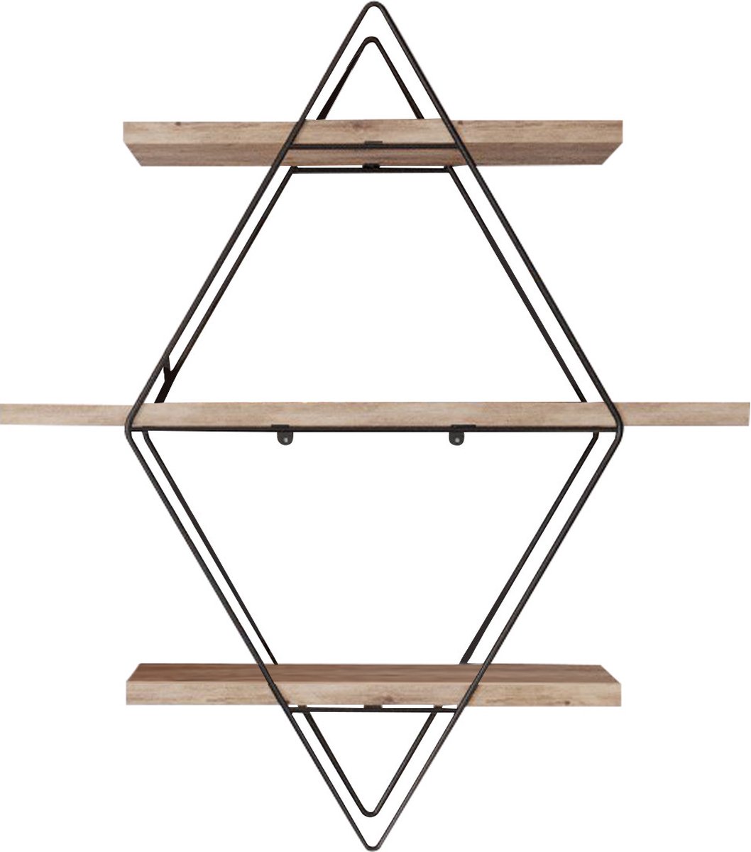 Woonaccessoires - Muurplank Goud Zwart Massief Hout - Afmetingen 70x16x60cm - Stijlvolle Aanvulling voor Elk Interieur