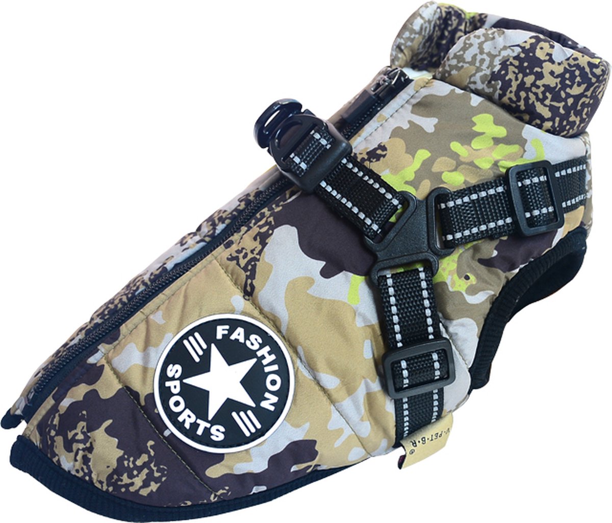 Bol.com Warme Hondenjas Camouflage Maat 4XL - Ruglengte 48cm + Borstomvang 70cm aanbieding