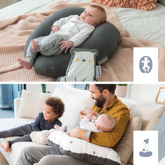 Doomoo Softy - Klein Voedingskussen - Biologisch Katoen - 150cm - Classic Light Grey van Doomoo — afbeelding 3