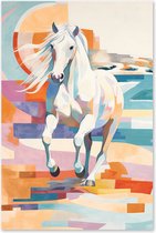 Graphic Message - Schilderij op Canvas - Wit Paard op het Strand