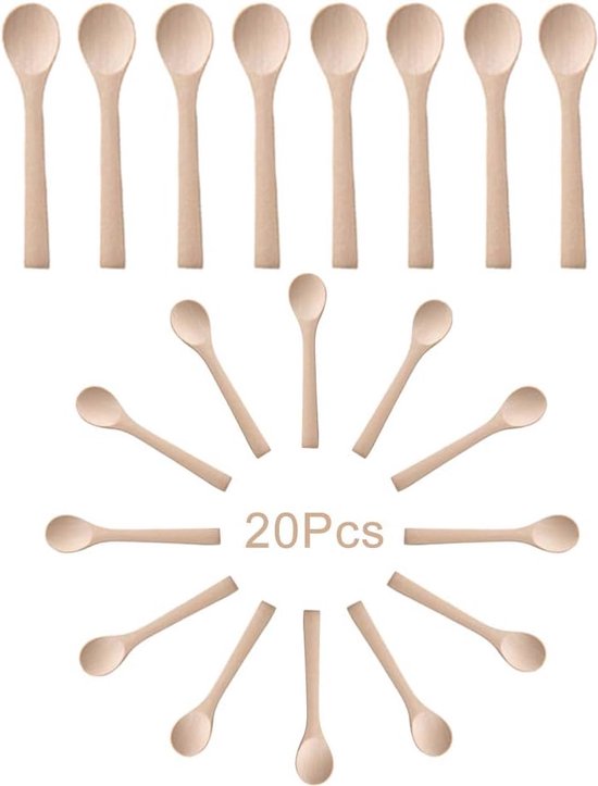 Set de 30 petites cuillères à sel en bois naturel, Cuillères Enfants ,  cuillère à Sels