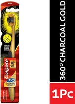 Colgate Charcoal 360° Brosse à dents souple - N'abîme pas les gencives - Nettoie plus en profondeur et plus efficacement - 1 pièce