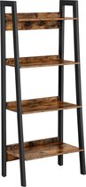 Rootz Ladderkast - Staande Boekenkast 4 Lagen - Industrieel - Bruin - 56 x 34 x 137,5 cm (LxBxH)