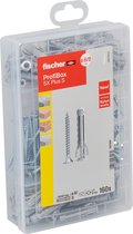 fischer ProfiBox - Chevilles SX Plus 6 et 8 mm avec vis - Cheville puissante pour surfaces solides et perforées - 160 pièces