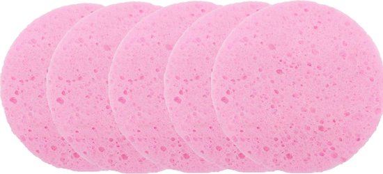 Reinigingssponsjes voor gezicht - Roze 5 STUKS - 9 cm extra groot! - New 2023 variant - Must-have - Herbruikbaar - Wasmachinebestendig - Exfoliant - Salons - Klinieken - Schoonheidsspecialisten - Huidtherapeuten