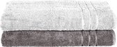 Komfortec Set van 2 Handdoeken 70x200 cm, 100% Katoen, XXL Saunahanddoeken, Saunahanddoek Zacht, Grote badstof, Sneldrogend, Wit&Antraciet