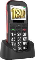 Senioren Mobiele Telefoon met 4G - Grote Toetsen - Met Simkaart geleverd - Met Oplaadstation - Big button GSM - Zwart met Rood