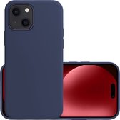 Hoes Geschikt voor iPhone 15 Hoesje Cover Siliconen Back Case Hoes - Donkerblauw.