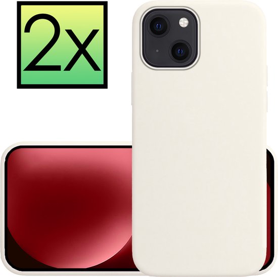 Hoes Geschikt voor iPhone 15 Plus Hoesje Cover Siliconen Back Case Hoes - Wit - 2 PACK