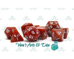 10 Piece Desert Rock | Polyset Dice Plus | Dobbelstenen - Set Van 10 Stuks (extra D10, D24, D30) - Bruin en Witte Cijfers | Polydice | D&D Rollenspellen | Dobbelstenen Dungeons and Dragons | Zwarte Velvet Dice Bag