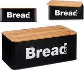 Kinvara Broodtrommel - Zwart - Metaal/Bamboe - Broodmand - Breadbox