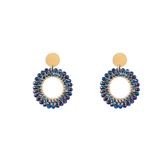 Go Dutch Label Oorknoppen beads circle Donker Blauw