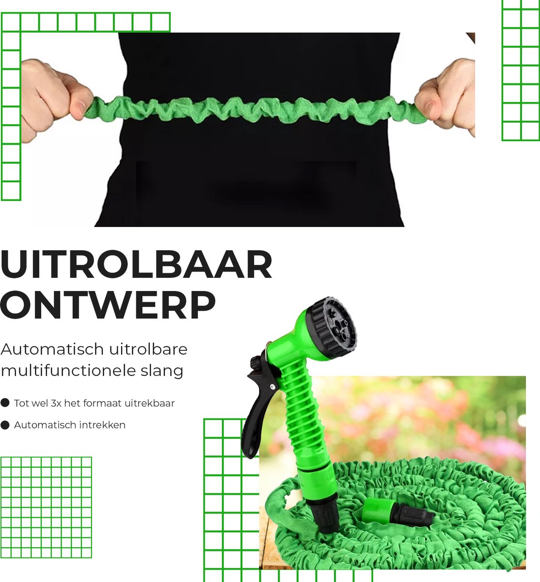 MD-goods® Uitrekbare Tuinslang tot 50 Meter - Tuinsproeier - Tuin Besproeien - Waterslang - Flexibel Elastisch – foto 3