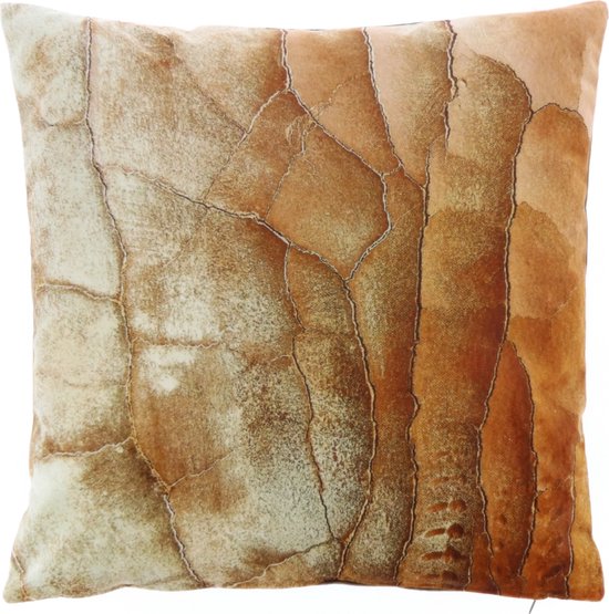 Unique Living Sierkussen Marmer - Velvet - Oranje - 45x45 cm (BxH)