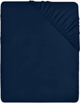 Hoeslaken 90x200cm - marineblauw - geborsteld polyester microvezel hoeslaken - 35 cm diepe zak