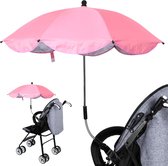 BabySun Parasol voor kinderwagen, parasol voor pasgeborenen, universele zonwering voor pasgeborenen, opvouwbaar, met houder voor eenvoudige montage, roze
