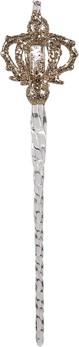 Clayre & Eef Kersthanger Ijspegel 20 cm Goudkleurig Glas Kerstboomversiering