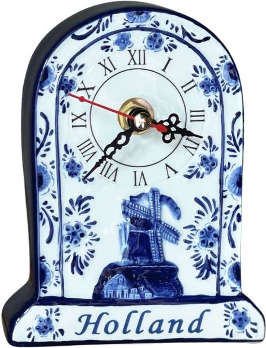 Staand klokje - 15 cm - Delfts blauw - klokje klein - Hollandse cadeautjes - souvenirs Nederland