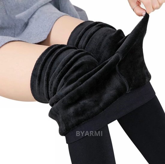 THERMO LEGGING DAMES ZWART - One size - Thermo broek - Fleece legging - Winterkleding dames - Thermo kleding - Winter legging - Gevoerde legging - Warme legging