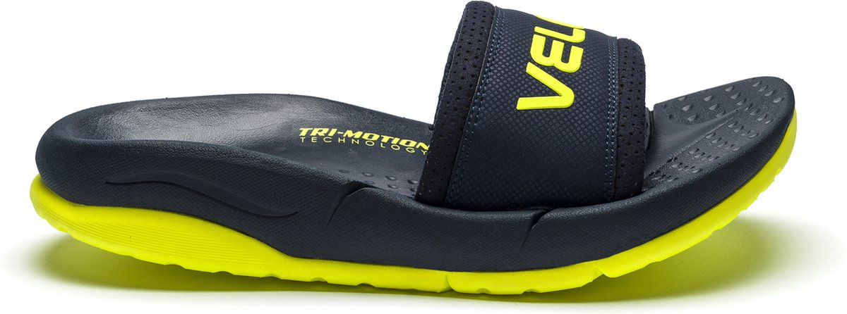 VELOUS Laguna Slide - Unisex - Marineblauw/Neon Geel - Maat 46