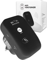 MD-goods ® WiFi Versterker Stopcontact Zwart - Gratis Internet Kabel - NL Handleiding - Repeater - 300Mbps - Draadloos