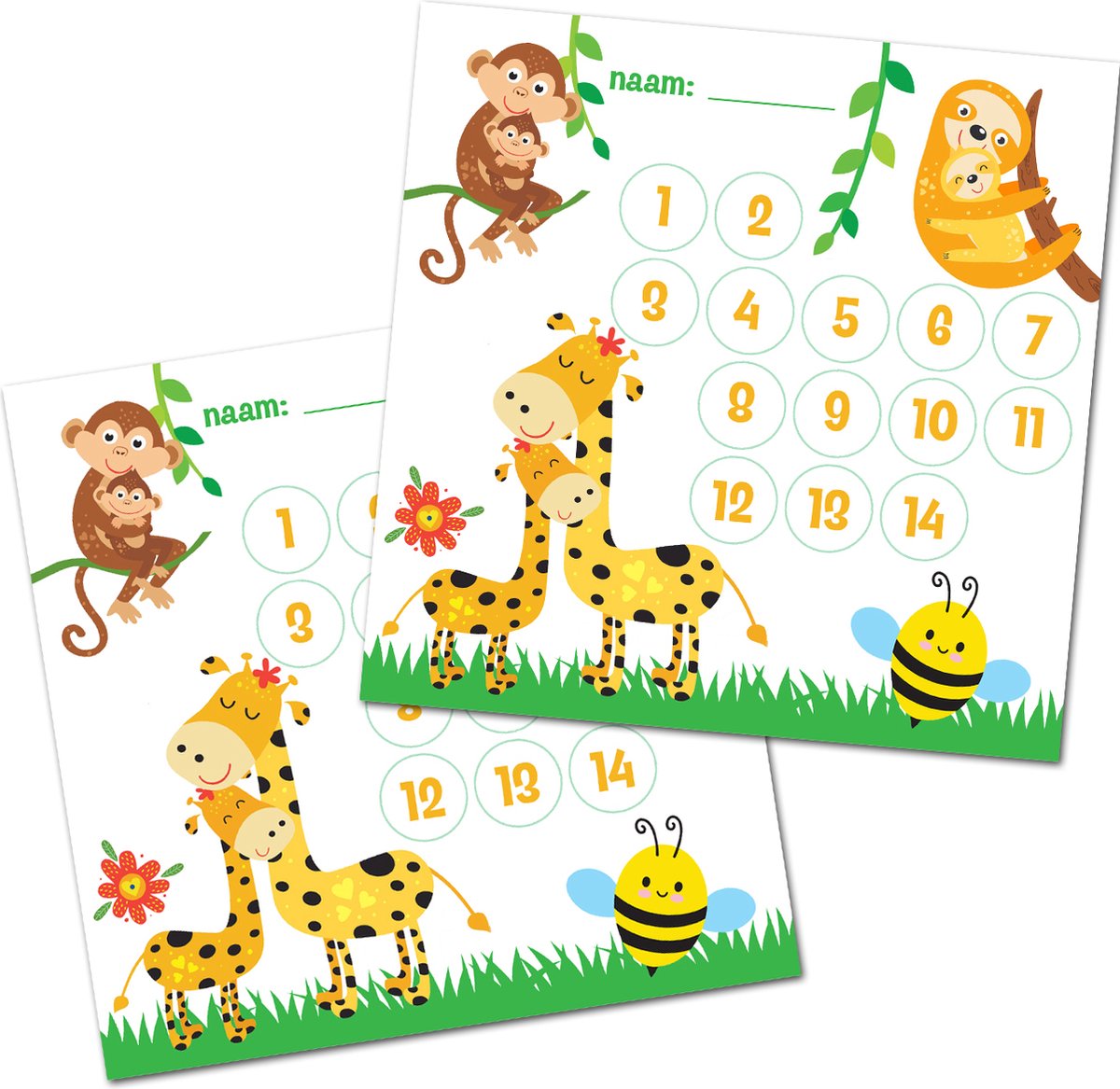 Goedkoopste Beloningssysteem Grote Stickers - Beloningssysteem Jungle - Beloningskalender - Beloningsstickers - Beloningssysteem Kind - Zindelijkheidstraining - Beloningskaarten Jungle met Emoji Beloningsstickers - Positief Opvoeden