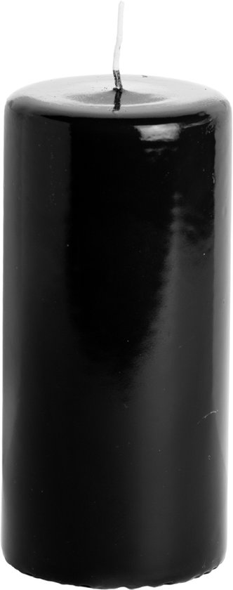 Rustik Lys - Pilaarkaars 'Hoogglans' (7cm x 7cm x 15cm) - Zwart