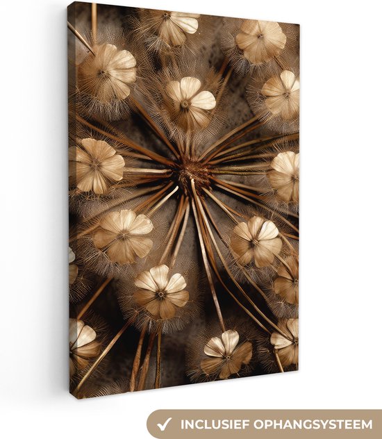 Tableau sur toile Fleurs séchées - Marron - Nature - 20x30 cm - Décoration murale