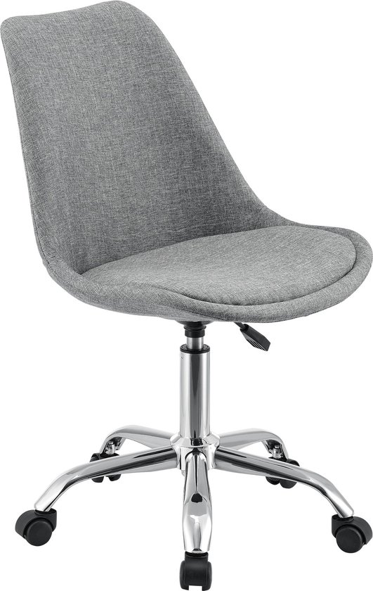 Chaise de bureau Stewart - Sur Roues - 83-93x48x55 cm - Wit - Métal et Tissu - Design Moderne