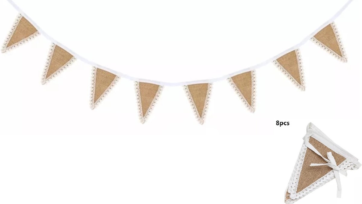 Mooie elegante Jute kant vlaggenlijn Vintage -Youhomy feestartikelen Natural , kant Slinger- 1 x 2.5 meter Vlaggen lijn - Vlaggen decoratie Jute kant- Versiering slinger bruiloft Vintage - Huwelijk - Feest - Verjaardag - Jubileum - Wedding