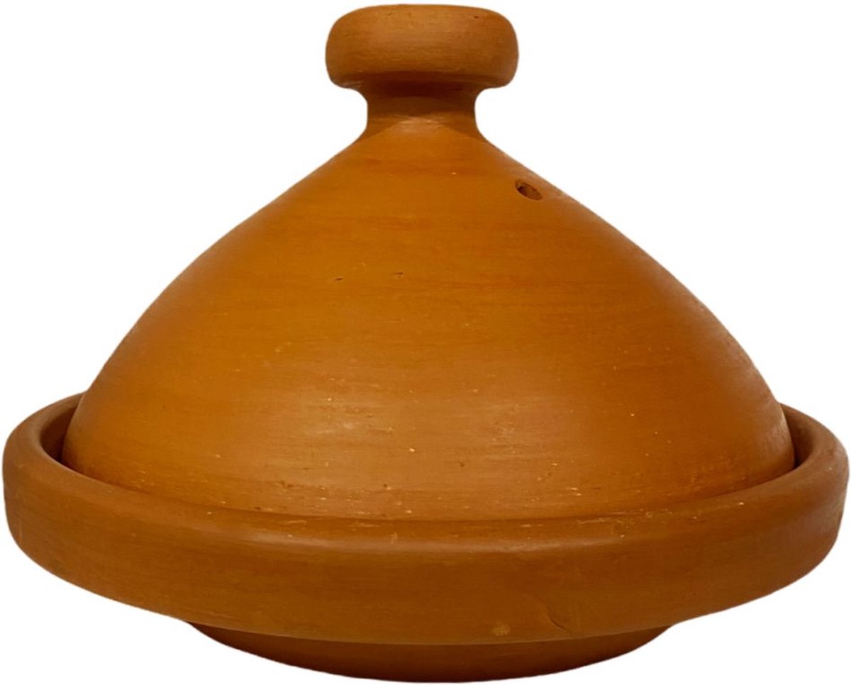 Bol.com Authentieke Handgemaakte aardewerk tajine Naturel ongeglazuurd-Ø 34 cm aanbieding