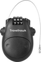 Travelhawk Câble antivol - Cadenas à combinaison - Antivol pour snowboard - Antivol pour ski - Antivol pour câble de vélo - Antivol pour vélo - Antivols pour vélo - Acier - Zwart