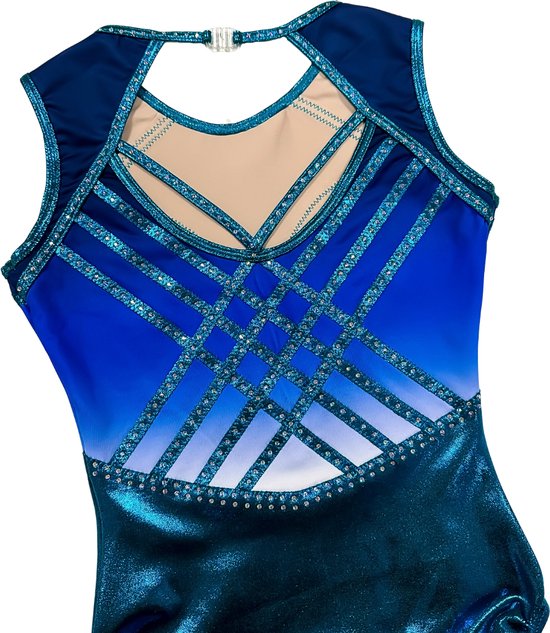 Sparkle&Dream Turnpakje Yuna Turquoise Blauw - Maat ALA XS/S - Gympakje voor Turnen, Acro, Trampoline en Gymnastiek