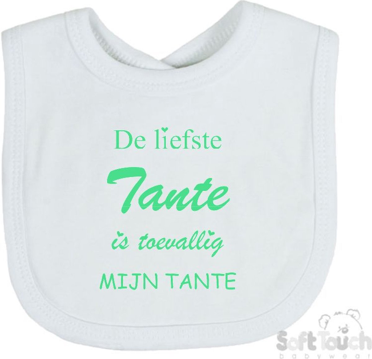 Goedkoopste Soft Touch Slabber De liefste tante is toevallig mijn tante Unisex Katoen Wit/mint Maat 33x22 Cm
