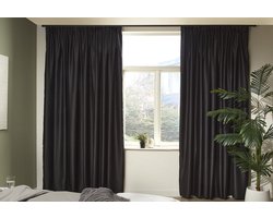 Mesa Living Verduisterende Gordijnen - Zwart - Gordijnen kant en klaar met Haakjes - 150 x 250cm