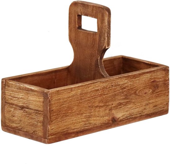 Handgemaakte vintage plantenbak van teakhout