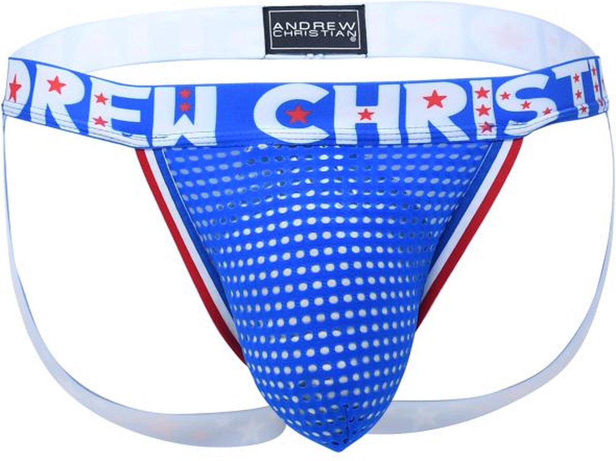 Andrew Christian Almost Naked Mesh Jock Elect Blue - MAAT L - Heren Ondergoed - Jockstrap voor Man - Mannen Jock