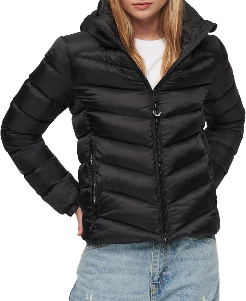 Superdry Hooded Fuji Padded Jacket Dames Jas Zwart