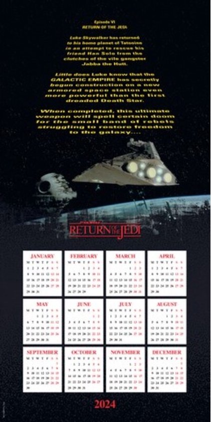 Calendrier De Bureau 2024 Star Wars