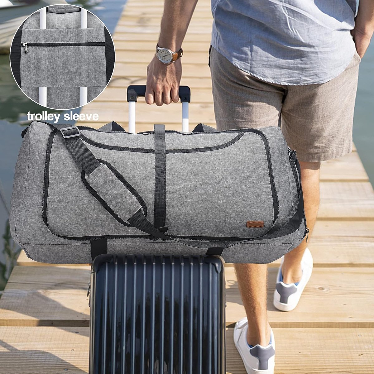 Gonex Opvouwbare reisbagage, licht, 40/60/80/100/150 liter, grote reistas, sporttas voor reizen, gym, vakantie, nacht, donkergrijs, 100L