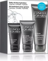 Clinique For Men Daily Oil-free hydration - Oil-free Moisturizer 100ml, Face scrub 30 ml + Oil-free face wash 50 ml