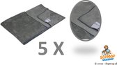 Serpillière Microfibre MF XXL Gris 5 pièces - Qualité Professionnelle Lourde - 60 x 70 cm