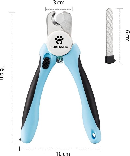 FURTASTIC Pince à ongles Chien et Chat - Ciseaux à ongles professionnels pour votre animal de compagnie - Limes à ongles incluse - Arrêt de sécurité intégré