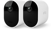 Arlo Pro 4 draadloze WiFi-beveiligingscamera voor buiten, 2K HDR, 160˚ kleurennachtzicht, sirene & spotlight, bewegingsdetectie, 2-weg-audio, 6 mnd batterij, incl. proefp. Arlo Secure, 2 IP-Camera's, wit