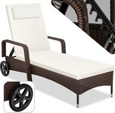 tectake - Chaise longue en osier - marron - dimensions 200 x 70 x 33 cm - 404586