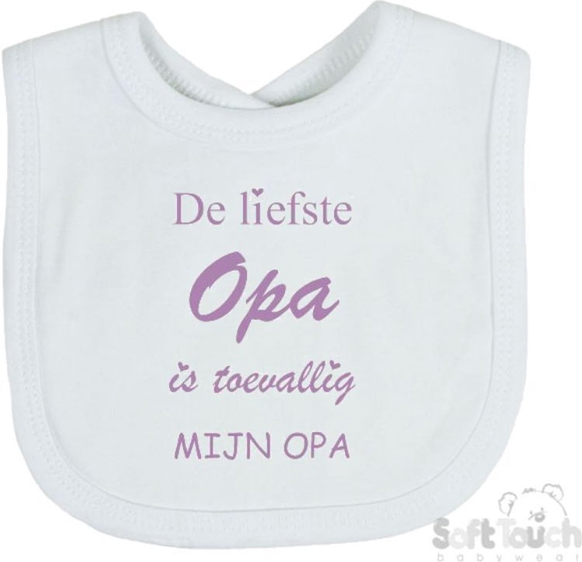 Goedkoopste Soft Touch Slabber De liefste opa is toevallig mijn opa Unisex Katoen Wit/lila Maat 33x22 Cm