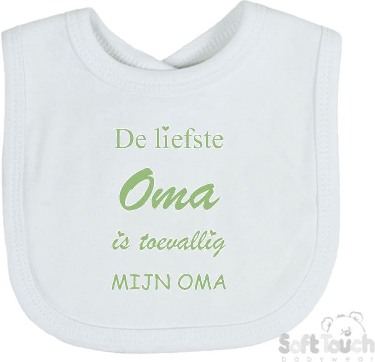Goedkoopste Soft Touch Slabber De liefste oma is toevallig mijn oma Unisex Katoen Wit/sage green (saliegroen) Maat 33x22 Cm