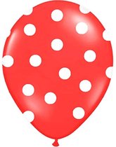 Partydeco - Ballonnen Rood dots wit 6 stuks