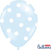 Partydeco - Ballonnen Baby blauw dots wit 6 stuks